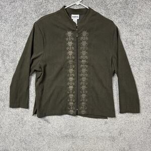 BonWorth Full Zip Jacket M Petite Office Embroidered Floral Grandmacore Layering